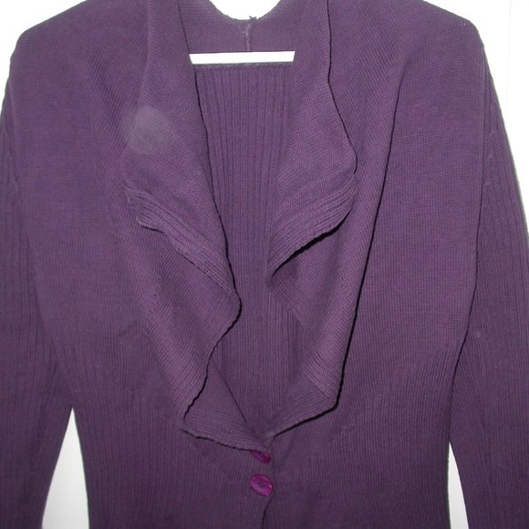 Burgundy Drape Collar Cardigan - Picture 2 of 7